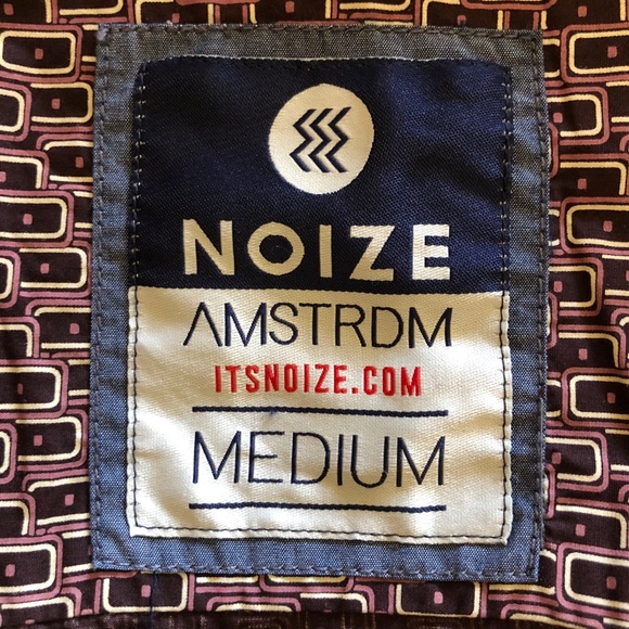 Noize Amstrdm Brown/Mauve Geo Dress Shirt M - Picture 2 of 13